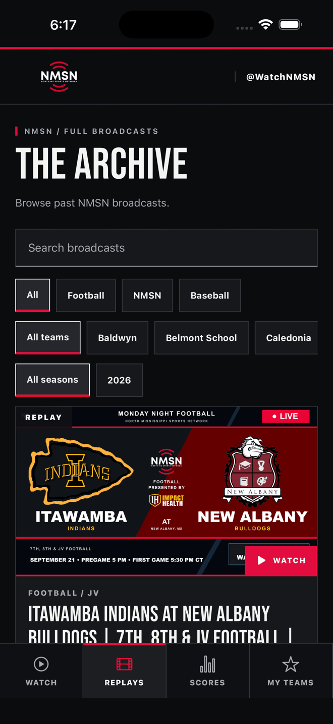 NMSN app archive with full-game replays