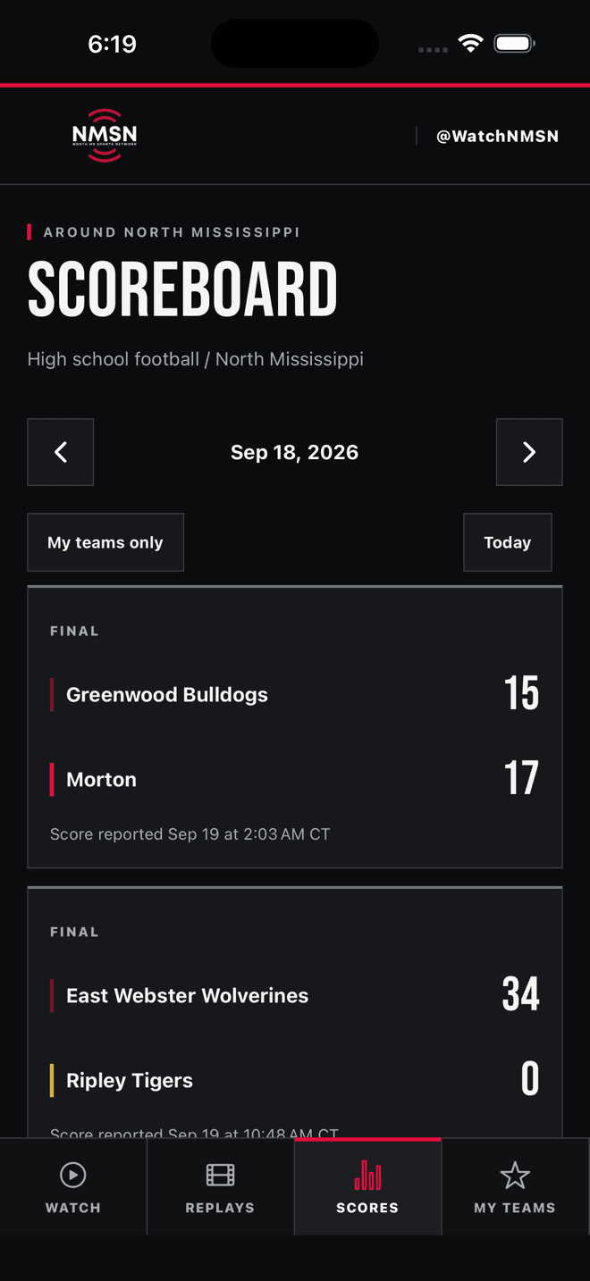 Scores in the NMSN app