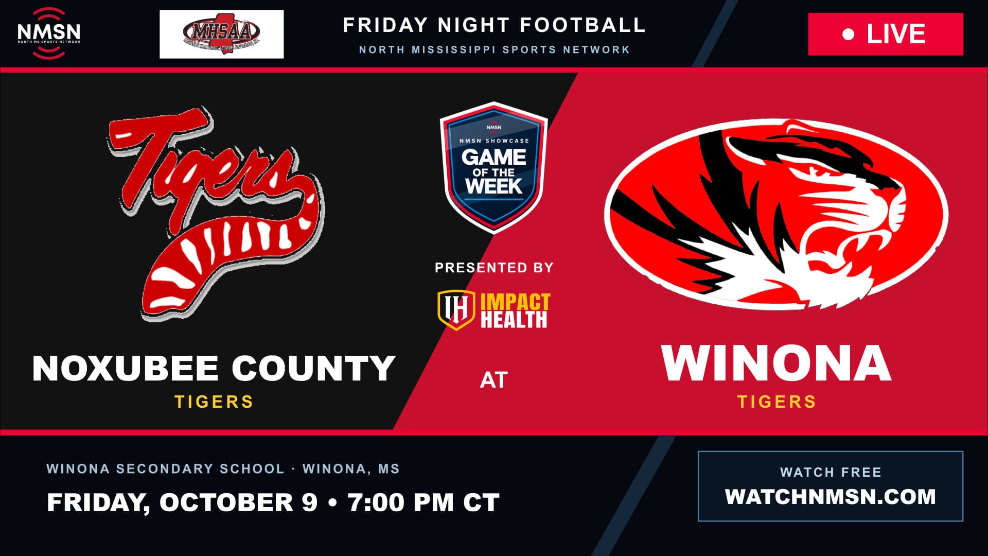Noxubee County Tigers at Winona Tigers