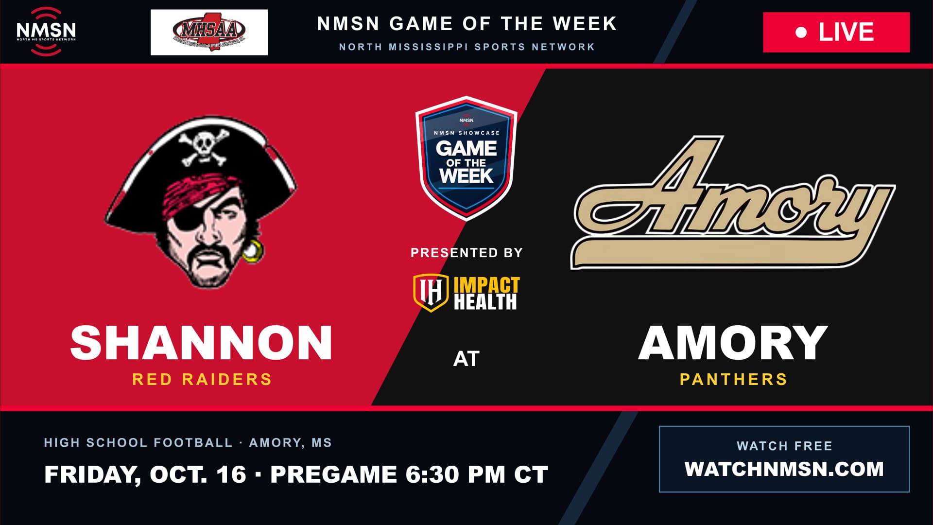 Shannon Red Raiders at Amory Panthers | Amory High School · Amory, MS