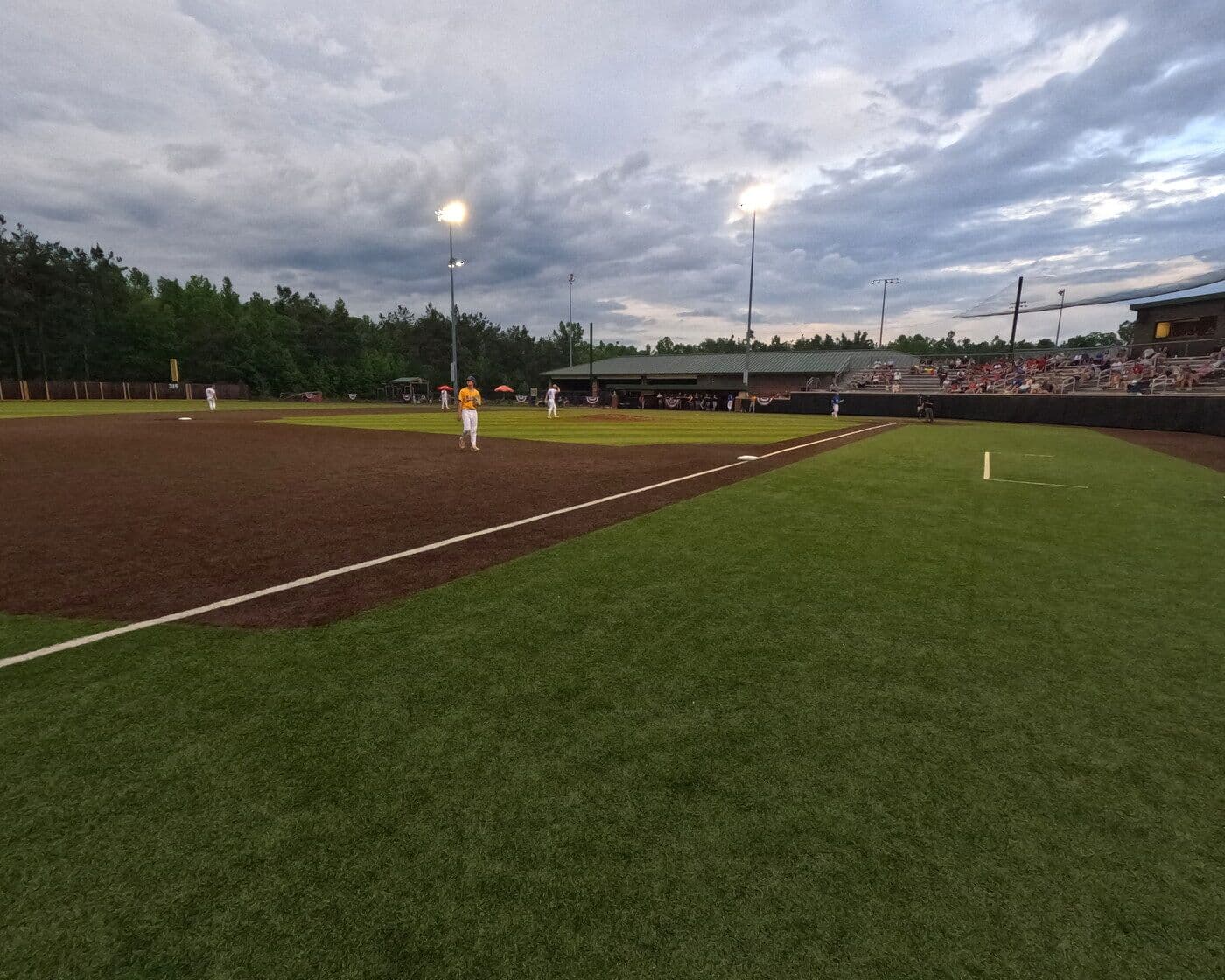 NMSN's first live broadcast — the Corinth Sportsplex at dusk during the 2026 NEMCABB All-Star Games