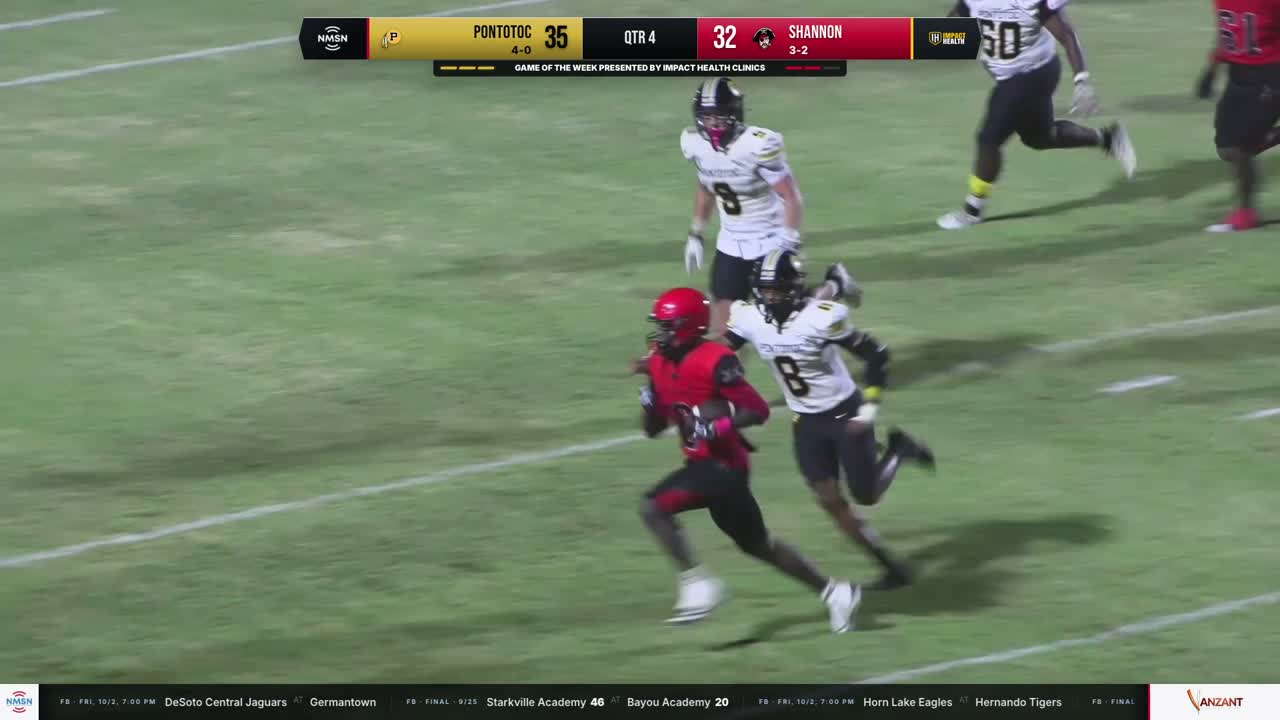 Shannon’s fourth-down touchdown seals 38–35 comeback over Pontotoc