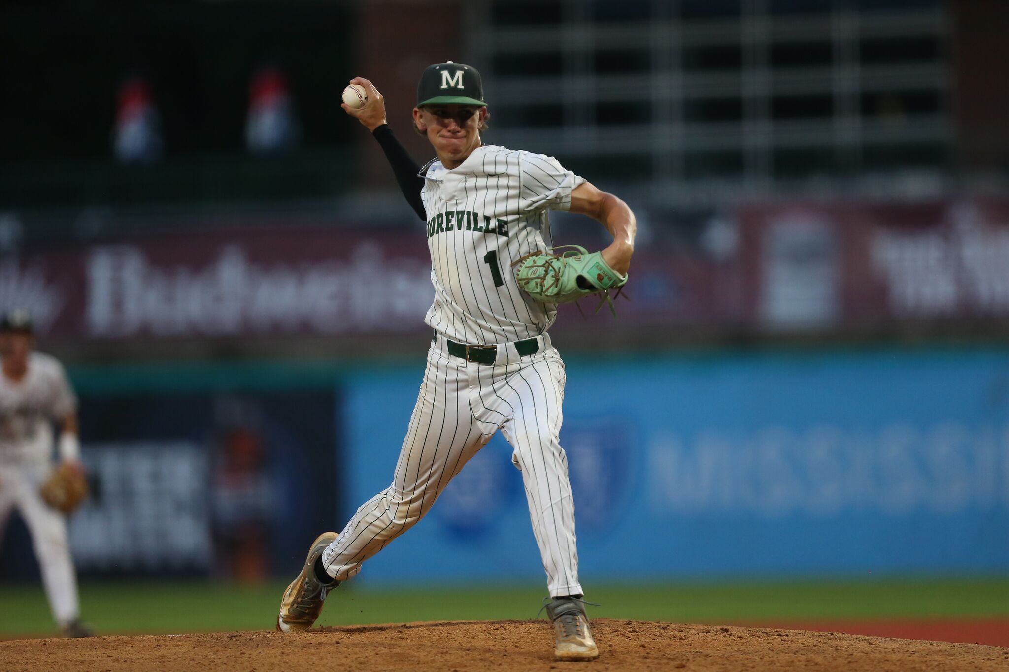 C. Hicks on the mound for Mooreville at Trustmark Park.