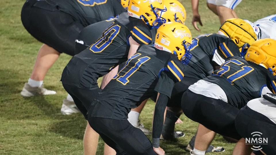 Hatley lines up before the snap — Hamilton at Hatley, October 30, 2026. Photo: NMSN.