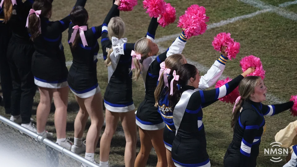 Hatley cheerleaders perform along the sideline — Hamilton at Hatley, October 30, 2026. Photo: NMSN.